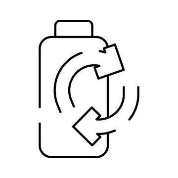 Battery recycling loop line art icon concept Illustrazione stock
