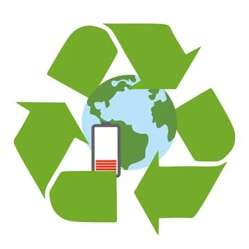 Battery recycling vector icon. Recycle symbol, saving planet concept. Flat ca Stock Illustration