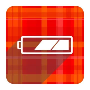 Battery red flat icon isolated. Stock Illustration