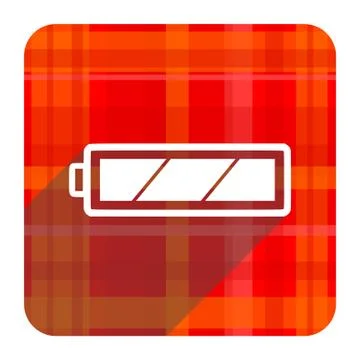 Battery red flat icon isolated. Stock Illustration