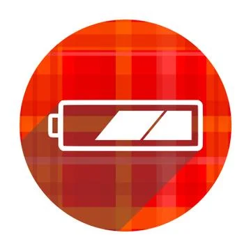 Battery red flat icon isolated. Illustrazione stock