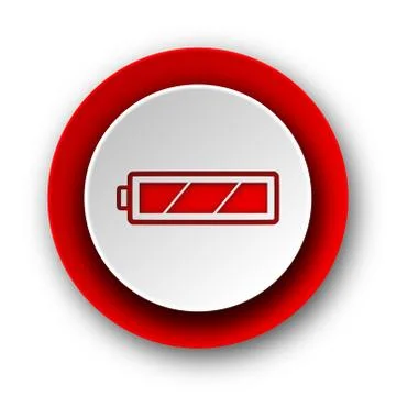 Battery red modern web icon on white background. 库存插图