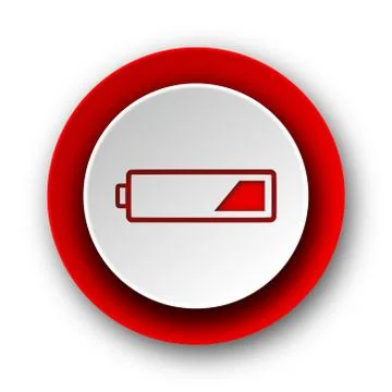Battery red modern web icon on white background. Illustrazione stock