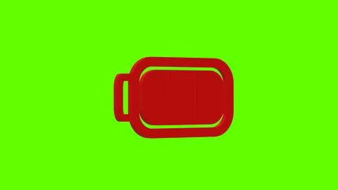 Battery red set icon 3d illustration rotation Stock Illustration