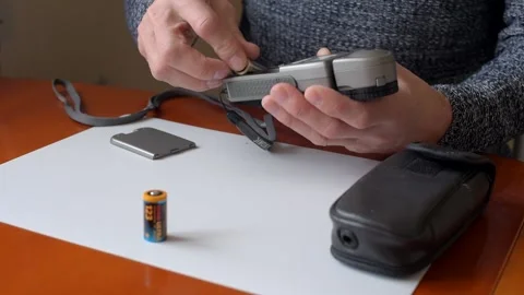 Battery replacement in flashmeter Stock Footage 218112506