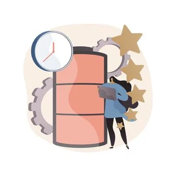 Battery runtime abstract concept vector illustration. Stock Illustration