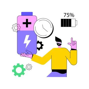 Battery runtime abstract concept vector illustration. Stock Illustration