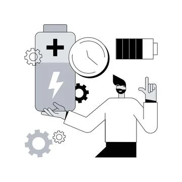 Battery runtime abstract concept vector illustration. Stock Illustration