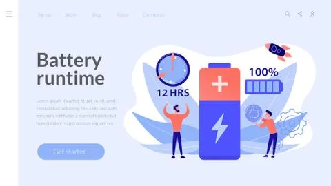 Battery runtime concept landing page. Stock Illustration