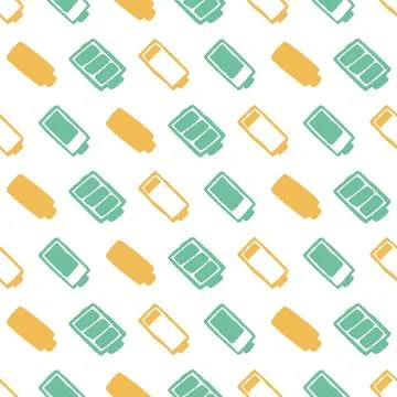 Battery Seamless Pattern. Vector seamless dithering pixel style pattern Stock Illustration