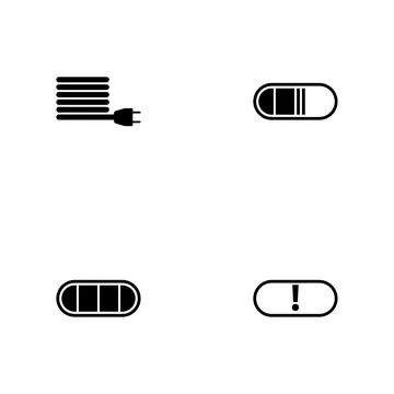 Battery - a set of black four solid icons isolated on a white background Stockillustratie
