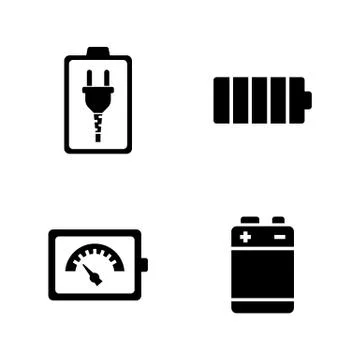 Battery. Simple Related Vector Icons Stock Illustration