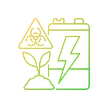 Battery soil contamination threat gradient linear vector icon 库存插图