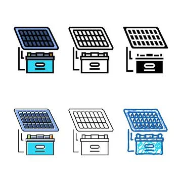 Battery solar panel color icon pack vector Ilustración de archivo