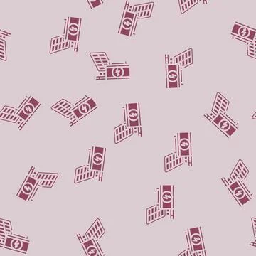 Battery solar panel glyph vector seamless pattern Stock Illustration