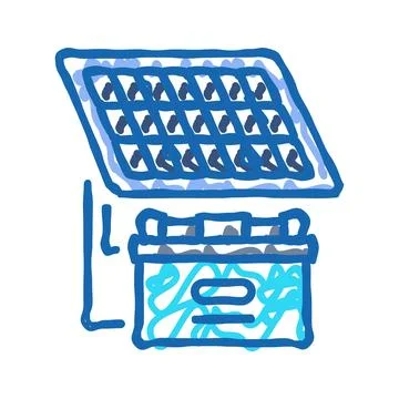 Battery solar panel icon doodle illustration Ilustración de archivo