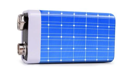 Battery from the solar panel  isolated on white background. Stock Photos