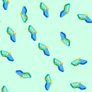 Battery solar panel isometric icon seamless pattern イラスト素材