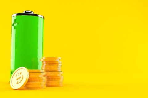 Battery with stack of coins Stock Illustration