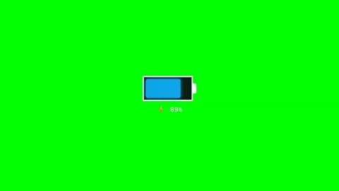 Battery status charging level up indicator on green screen 库存影片 343493571