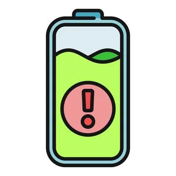 Battery status error icon with low charge warning 스톡 일러스트