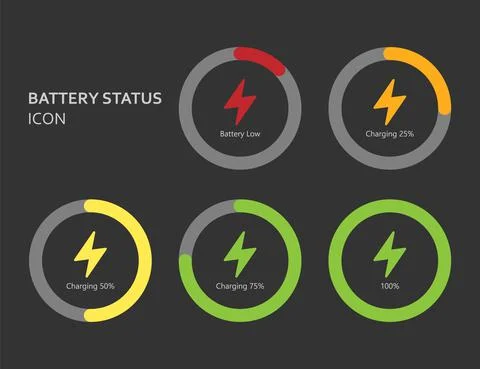 Battery status flat design icon, vector illustration Stock Illustration