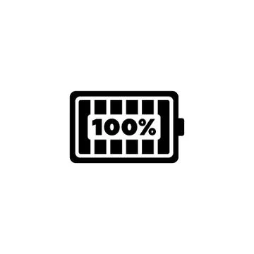 Battery Status Full Flat Vector Icon Stock Illustration
