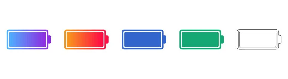 Battery Status Icon Set for User Interface Ilustración de archivo