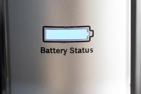 The Battery Status Indicator on a Modern Device is essential for monitoring.. Stock Photos