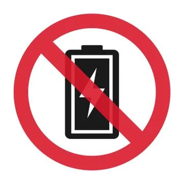 Battery stop charge indication icon. Vector illustration isolated on white ba Stock Illustration