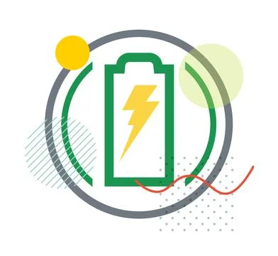 Battery Storage with Lighting Bolt - Fast Charging  - Stock Icon Stock Illustration