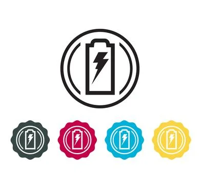 Battery Storage with Lighting Bolt - Fast Charging  - Stock Icon Stock Illustration
