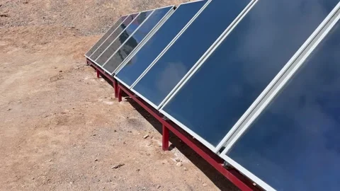 Battery storage power station accompanied by solar and wind. Sun reflection Stock Footage 239297344