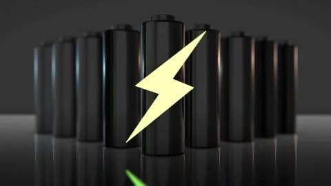 Battery storage technology recharge voltage green power renewable energy Stock Illustration