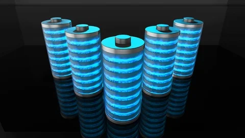 Battery storage technology using Li-ion Ni–MH 12v power rechargeable storage Stock Footage 91368533