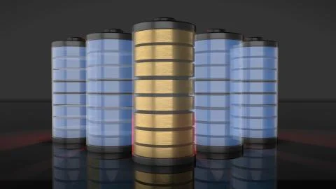 Battery storage technology using Li-ion Ni–MH 12v power rechargeable storage Stock Illustration