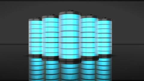 Battery storage technology using Li-ion Ni–MH 12v power rechargeable storage Stock Illustration