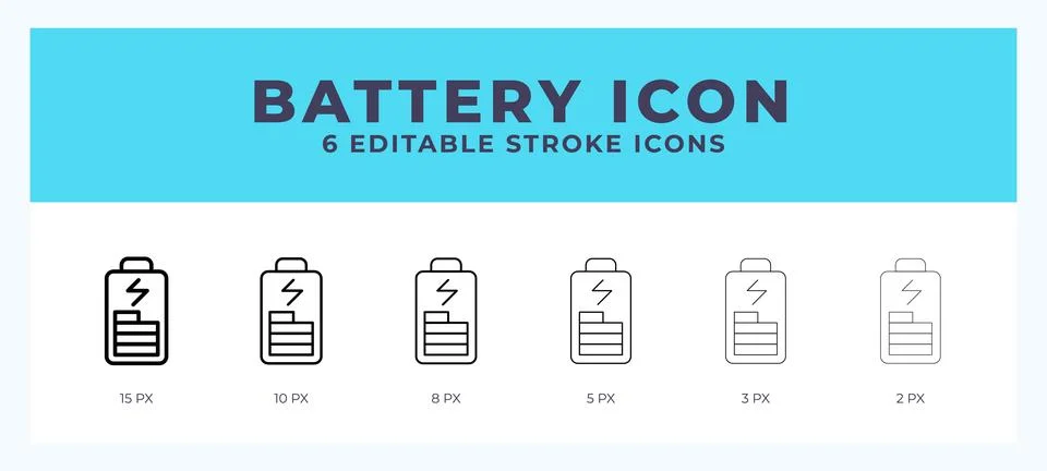 Battery stroke icon for web. Mobile apps and ui. Stock Illustration