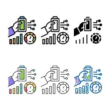 Battery styles optimize color icon vector Stock Illustration