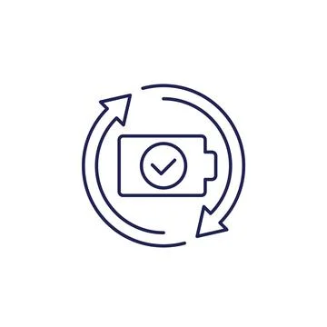 Battery swap line icon, replace a battery Stock Illustration