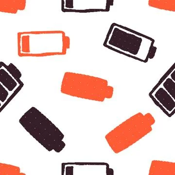 Battery Symbol Dithering Seamless Pattern. Vector seamless dithering pixel .. Stock Illustration