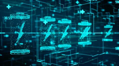 Battery tech and future battery power technology to run a clean green world Stock Illustration