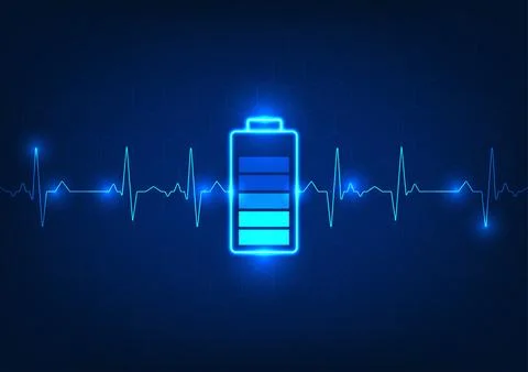 Battery technology and waves that overlap each other gracefully in a geomet.. Иллюстрация