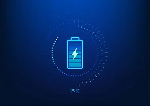 Battery technology background Screen with battery with technology circle su.. Illustration