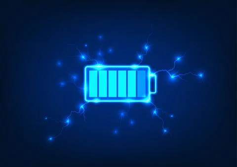 Battery technology with electric current flowing around the body. It's a ve.. 스톡 일러스트