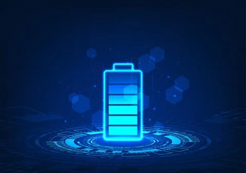 Battery technology is located on the technology circle projecting the batte.. Stockillustratie