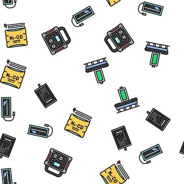 Battery technology power electric seamless pattern vector Illustrazione stock