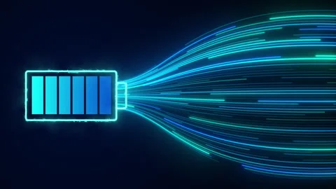 Battery technology with striding lines, Transferring energy in the battery 動画素材 335618920