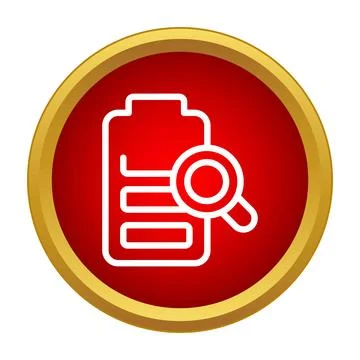 Battery test icon checking energy level and status Stock Illustration