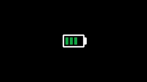 Battery with three green bars blinking on black background. Stock Footage 334159061